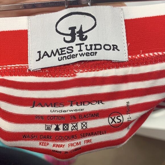 James Tudor Boxer Briefs Red/White Stripe Sz XS - Picture 5 of 5